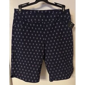 Jessica Riley Women's Size Small‎ Navy and White Anchor Print Bermuda Shorts